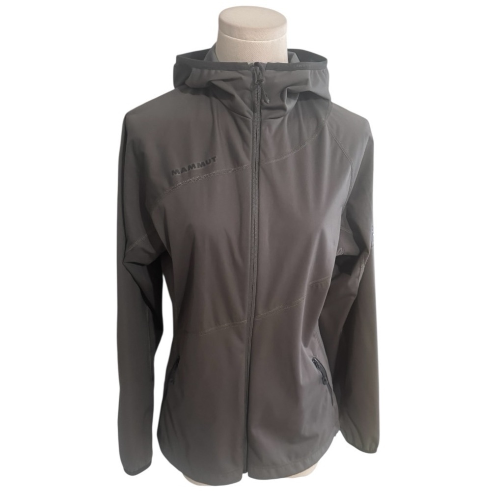 Mammut Full Zip Softshell Jacket Lightweight Coat Shell Hooded Dark Gray S Hood
